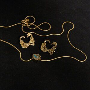 Keith Haring Inspired Design Gold Finish Jewelry Set.